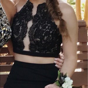 Black two piece prom dress